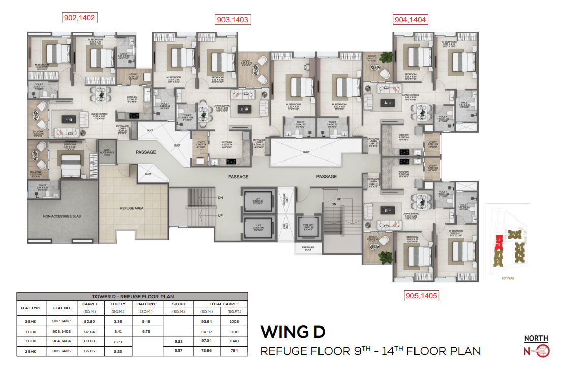 Wing D refuge floor plan 9th to 14th